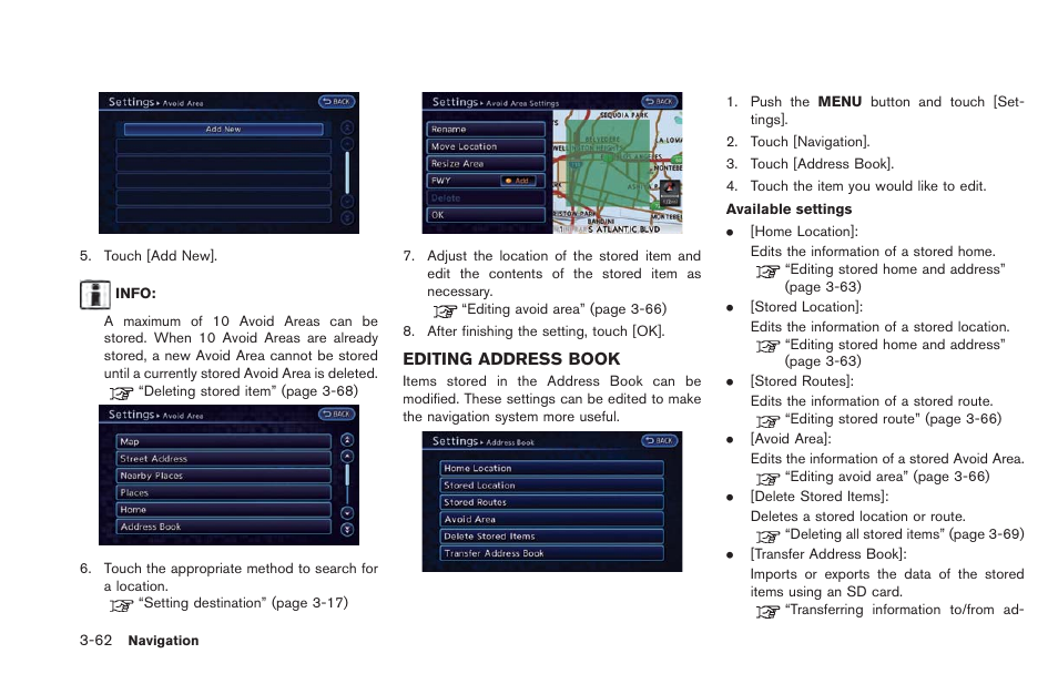 Editing address book -62 | NISSAN 2013 LEAF - Navigation System Owner's Manual User Manual | Page 118 / 275
