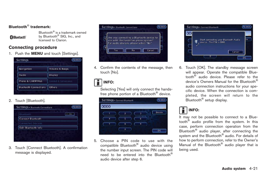 Connecting procedure | NISSAN 2013 LEAF - Navigation System Owner's Manual User Manual | Page 155 / 275