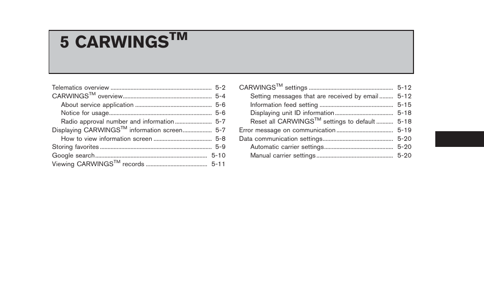 Carwings, 5 carwings | NISSAN 2013 LEAF - Navigation System Owner's Manual User Manual | Page 161 / 275