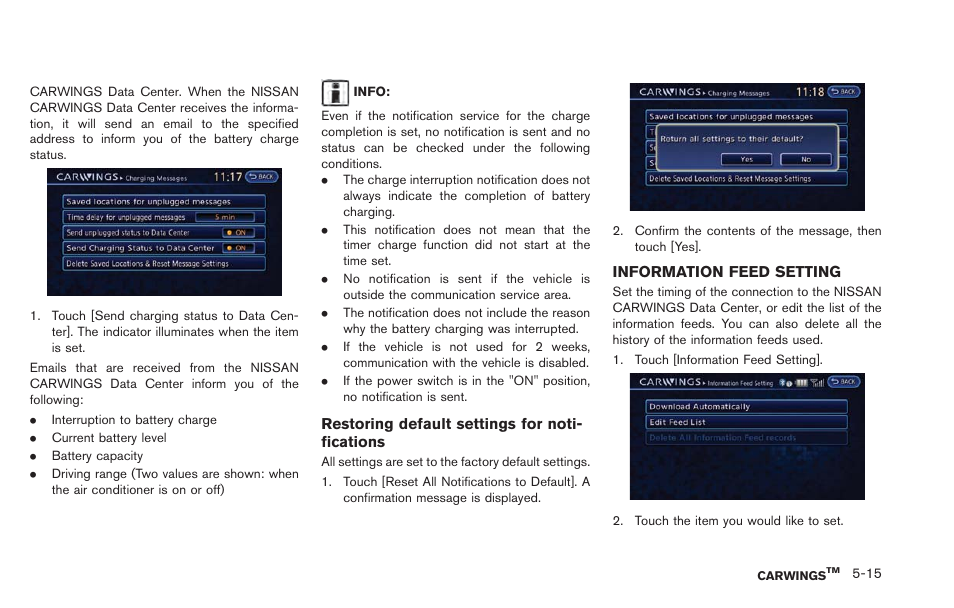Information feed setting -15 | NISSAN 2013 LEAF - Navigation System Owner's Manual User Manual | Page 175 / 275