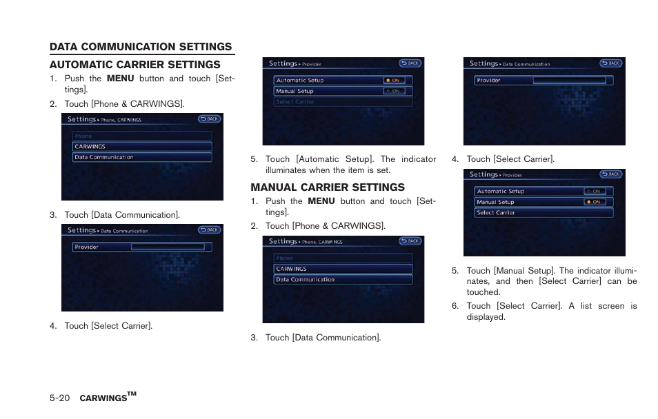 Data communication settings -20 | NISSAN 2013 LEAF - Navigation System Owner's Manual User Manual | Page 180 / 275