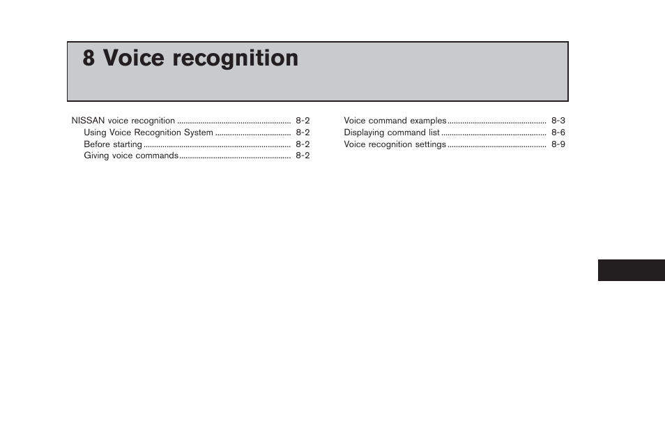 Voice recognition, 8 voice recognition | NISSAN 2013 LEAF - Navigation System Owner's Manual User Manual | Page 207 / 275