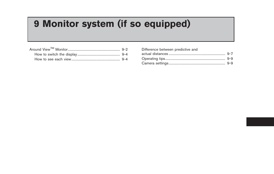 Monitor system (if so equipped), 9 monitor system (if so equipped) | NISSAN 2013 LEAF - Navigation System Owner's Manual User Manual | Page 217 / 275