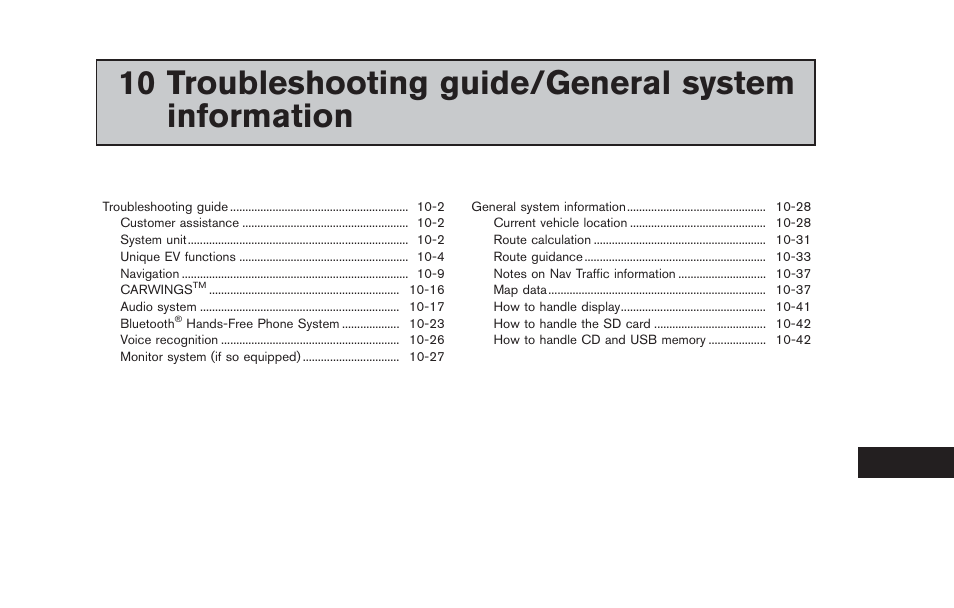 Troubleshooting guide/general system information | NISSAN 2013 LEAF - Navigation System Owner's Manual User Manual | Page 227 / 275