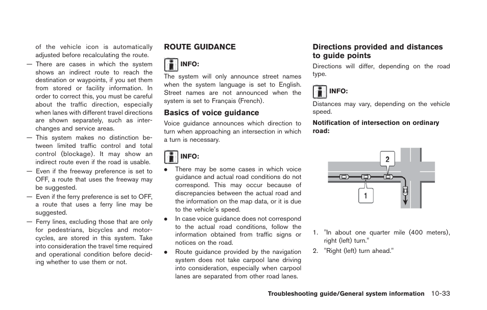 Route guidance -33 | NISSAN 2013 LEAF - Navigation System Owner's Manual User Manual | Page 259 / 275