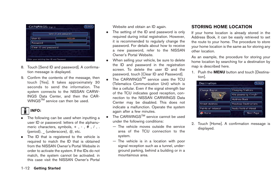 Storing home location -12 | NISSAN 2013 LEAF - Navigation System Owner's Manual User Manual | Page 32 / 275