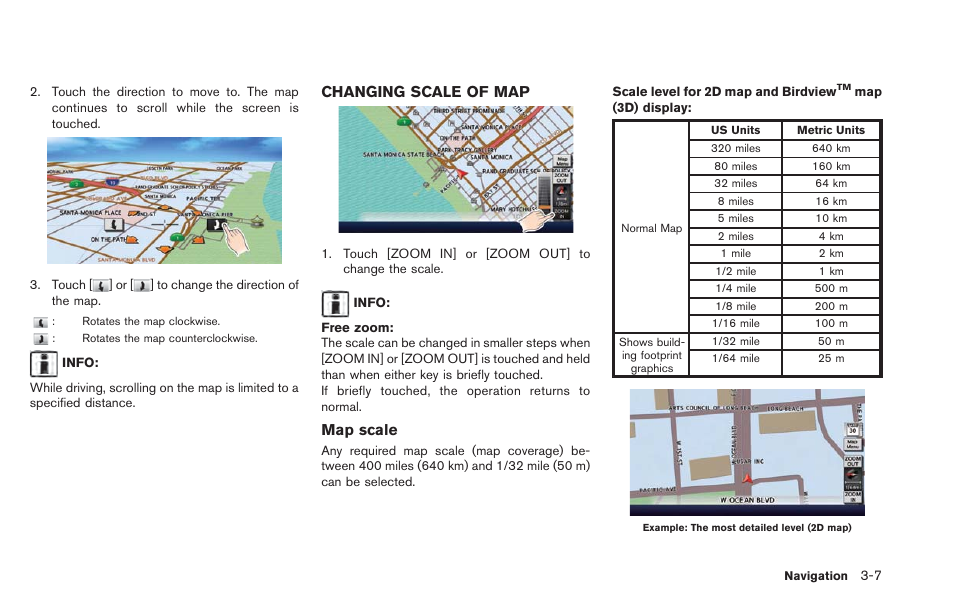 Changing scale of map -7, Changing scale of map, Map scale | NISSAN 2013 LEAF - Navigation System Owner's Manual User Manual | Page 63 / 275