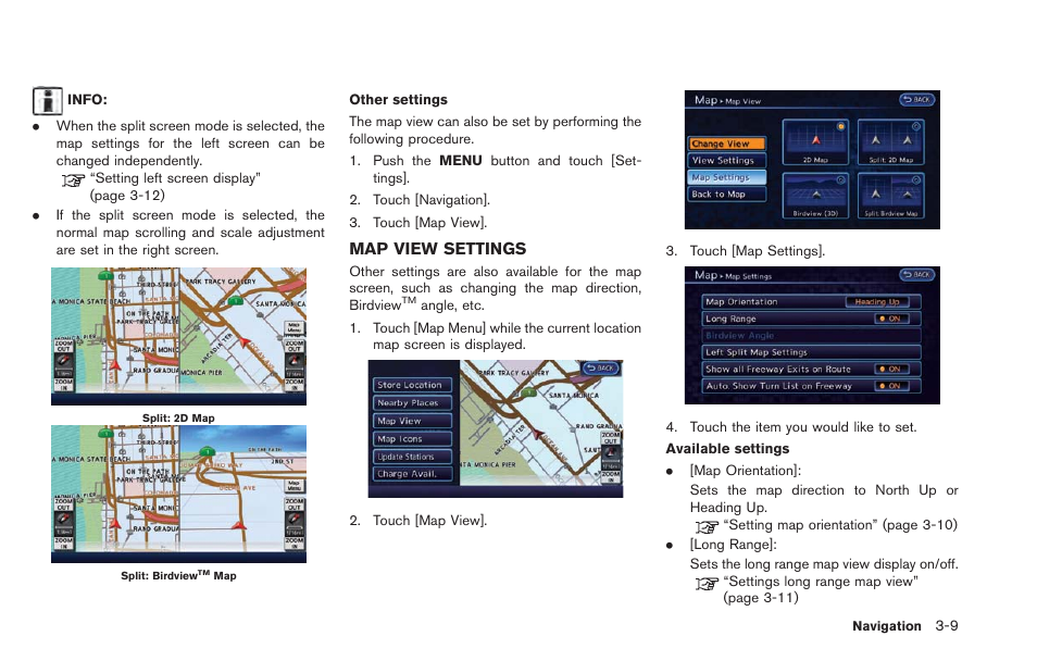 Map view settings -9, Map view settings | NISSAN 2013 LEAF - Navigation System Owner's Manual User Manual | Page 65 / 275