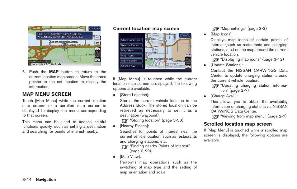 Map menu screen -14 | NISSAN 2013 LEAF - Navigation System Owner's Manual User Manual | Page 70 / 275