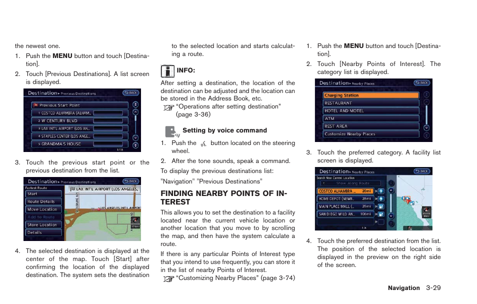 Finding nearby points of interest -29 | NISSAN 2013 LEAF - Navigation System Owner's Manual User Manual | Page 85 / 275