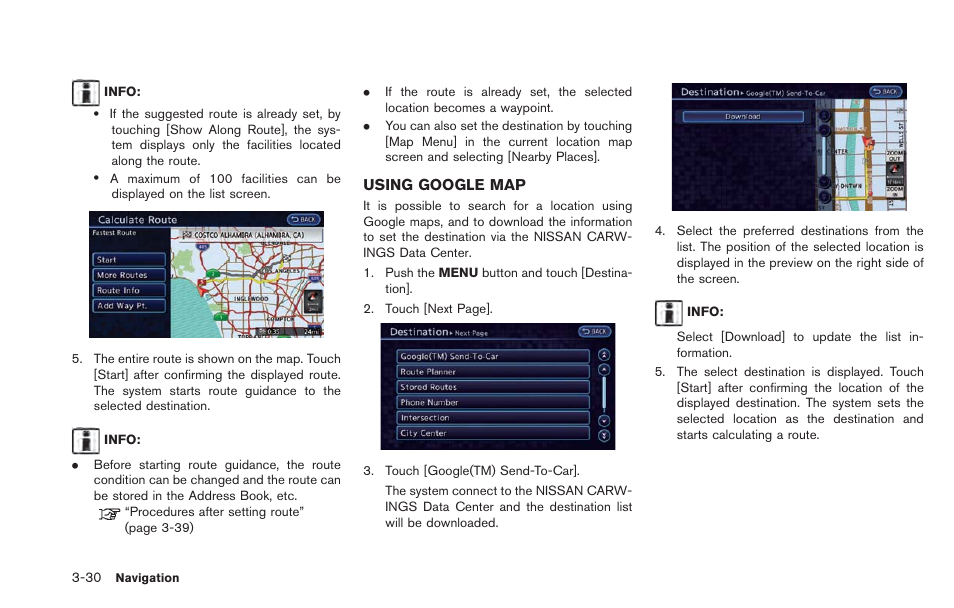 Using google map -30 | NISSAN 2013 LEAF - Navigation System Owner's Manual User Manual | Page 86 / 275