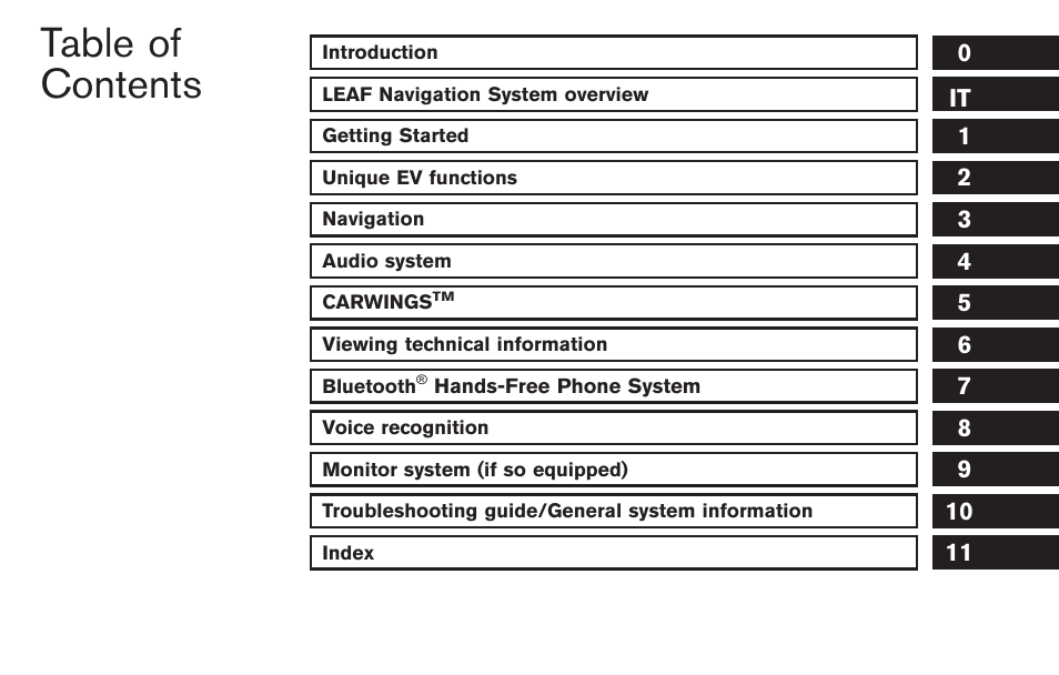 NISSAN 2013 LEAF - Navigation System Owner's Manual User Manual | Page 9 / 275