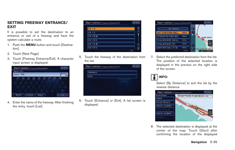 Setting freeway entrance/exit -35 | NISSAN 2013 LEAF - Navigation System Owner's Manual User Manual | Page 91 / 275