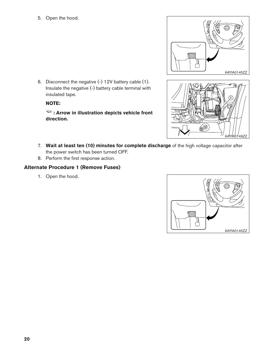 Alternate procedure 1 (remove fuses) | NISSAN 2013 LEAF - First Responder's Guide User Manual | Page 20 / 39