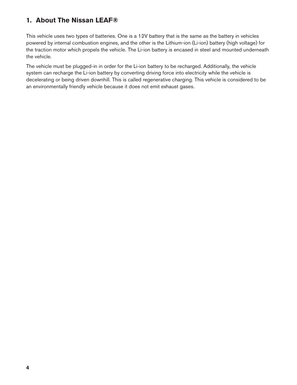 About the nissan leaf | NISSAN 2013 LEAF - First Responder's Guide User Manual | Page 4 / 39