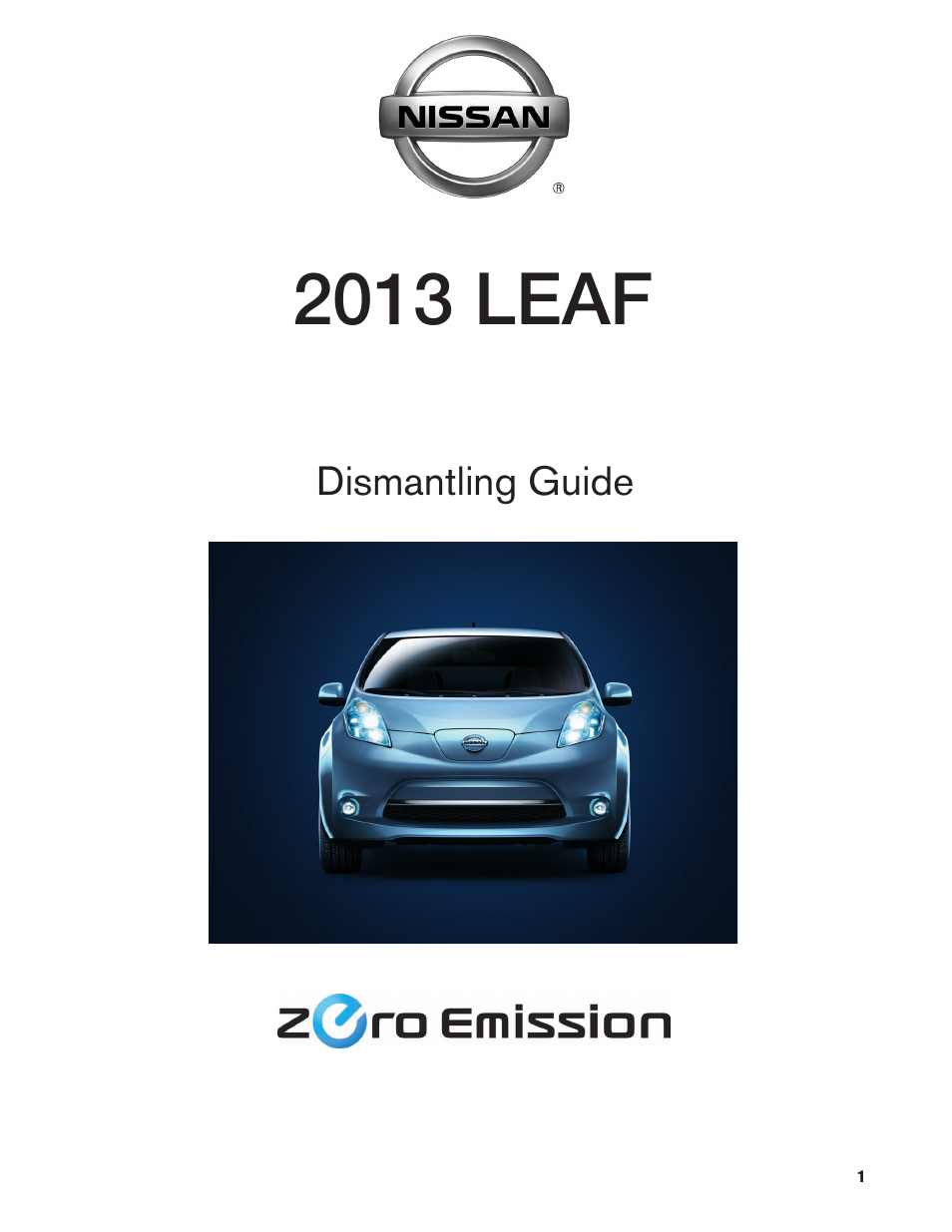 NISSAN 2013 LEAF - Dismantling Guide User Manual | 44 pages