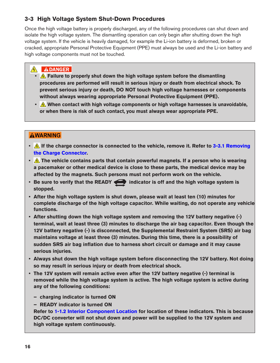 3 high voltage system shut-down procedures, 3 high voltage system shut-down, Procedures | NISSAN 2013 LEAF - Dismantling Guide User Manual | Page 16 / 44