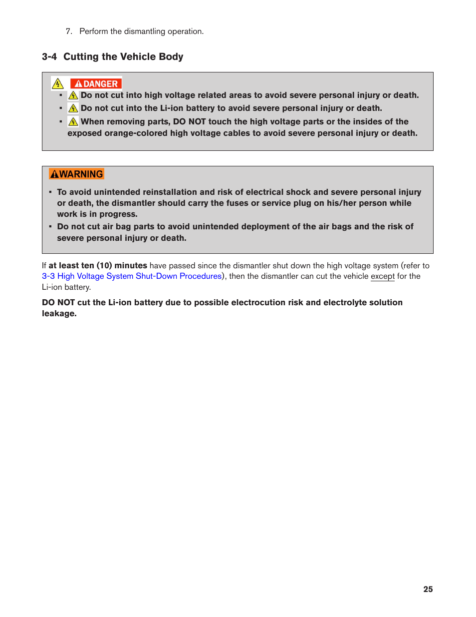 4 cutting the vehicle body | NISSAN 2013 LEAF - Dismantling Guide User Manual | Page 25 / 44