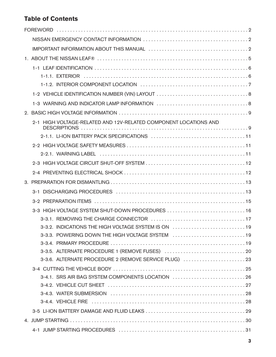 NISSAN 2013 LEAF - Dismantling Guide User Manual | Page 3 / 44
