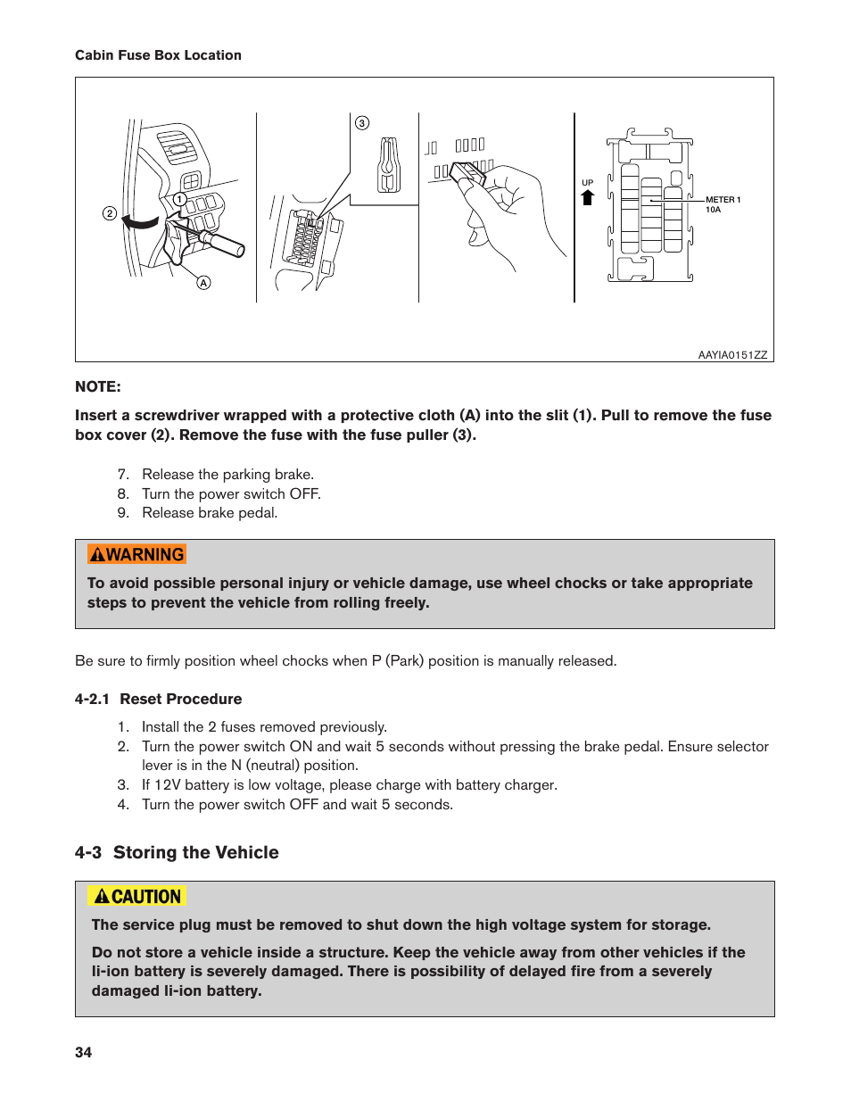 2.1 reset procedure, 3 storing the vehicle, 2.1. reset procedure | NISSAN 2013 LEAF - Dismantling Guide User Manual | Page 34 / 44