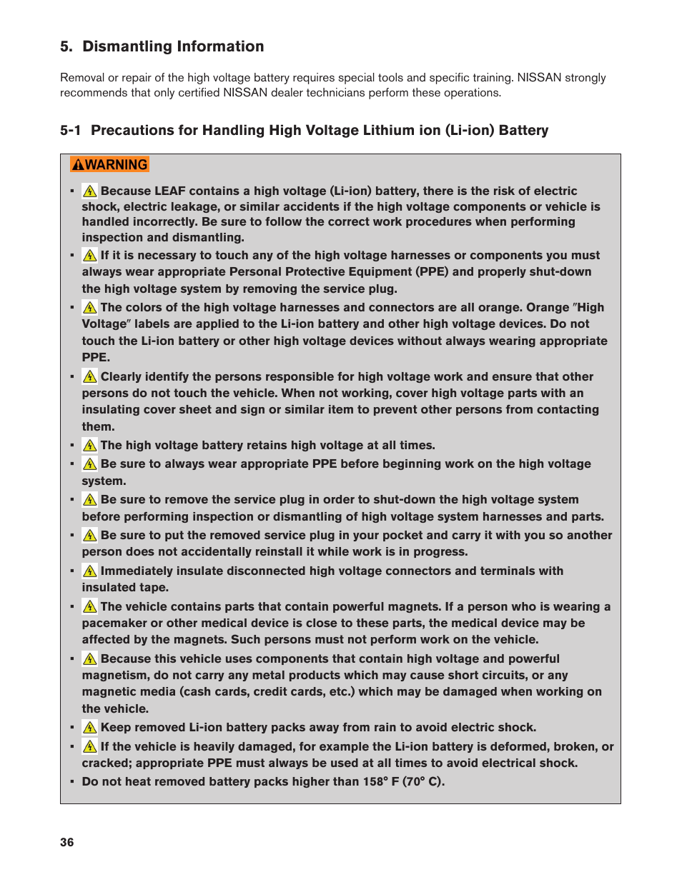 Dismantling information | NISSAN 2013 LEAF - Dismantling Guide User Manual | Page 36 / 44