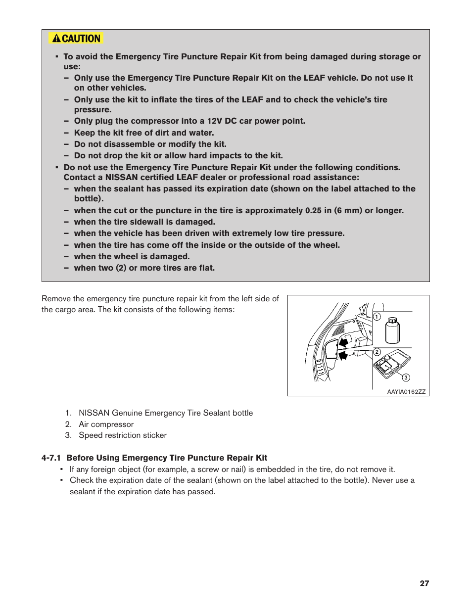 NISSAN 2013 LEAF - Roadside Assistance Guide User Manual | Page 27 / 37