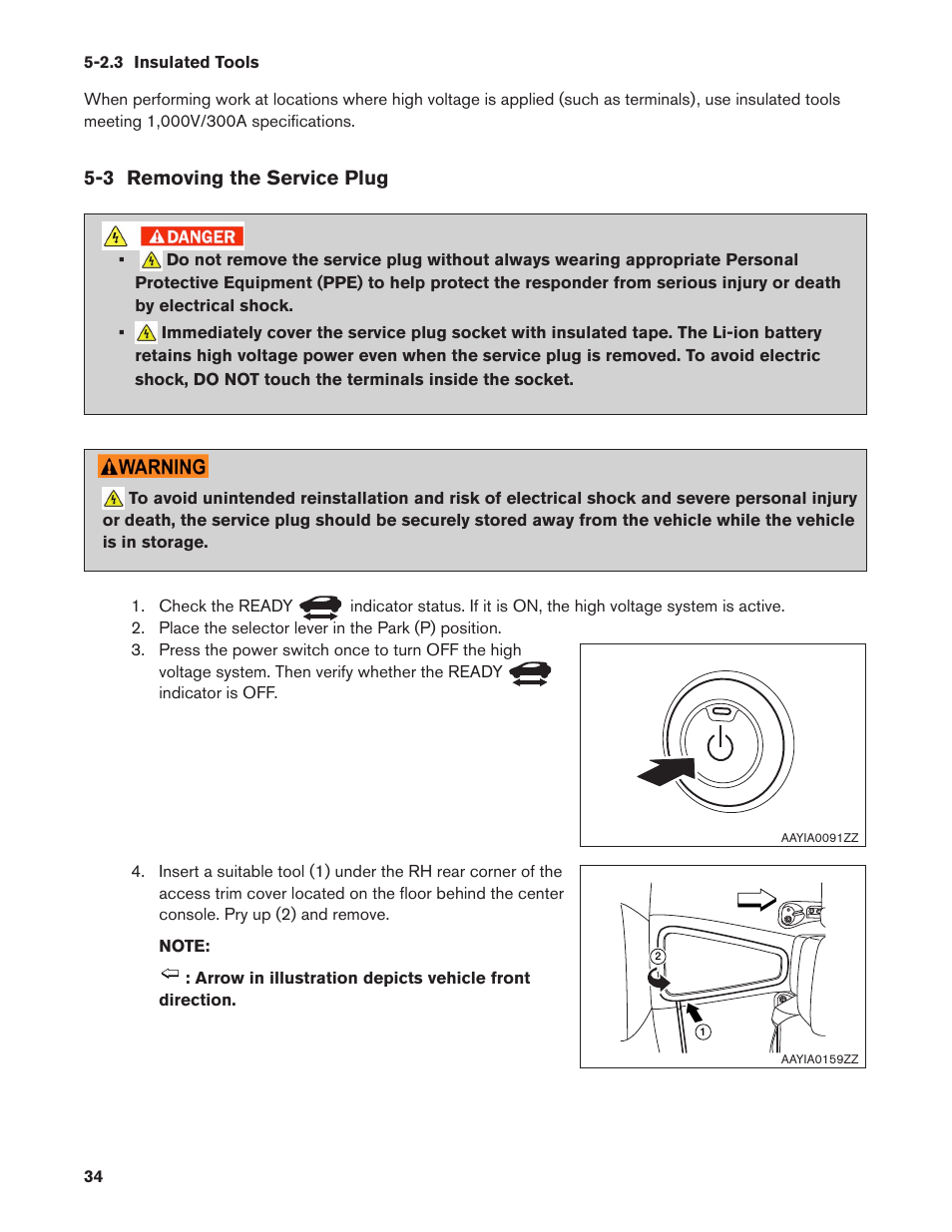 2.3 insulated tools, 3 removing the service plug, 2.3. insulated tools | NISSAN 2013 LEAF - Roadside Assistance Guide User Manual | Page 34 / 37