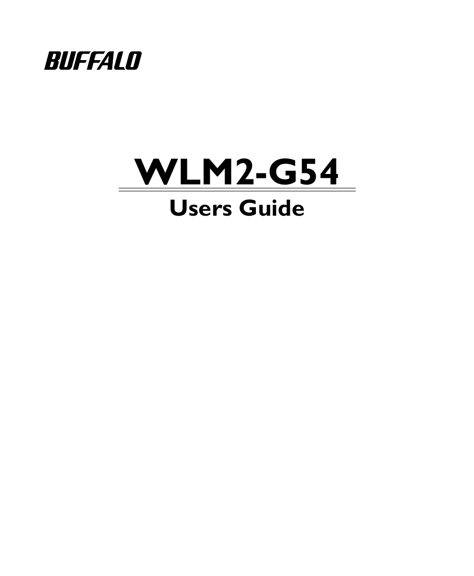 Buffalo Technology Buffalo AirStation Pro Intelligent WLM2-G54 User Manual | 36 pages