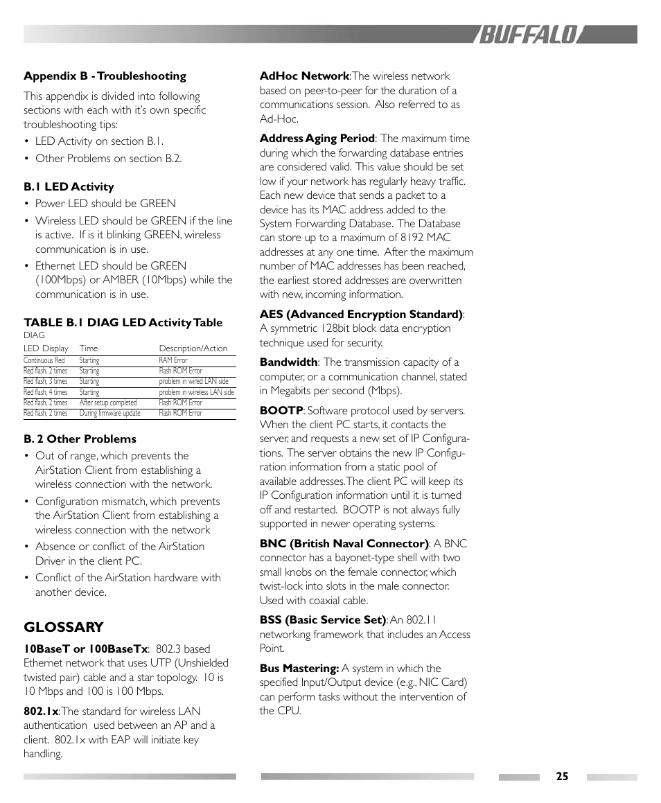 Glossary | Buffalo Technology Buffalo AirStation Pro Intelligent WLM2-G54 User Manual | Page 30 / 36