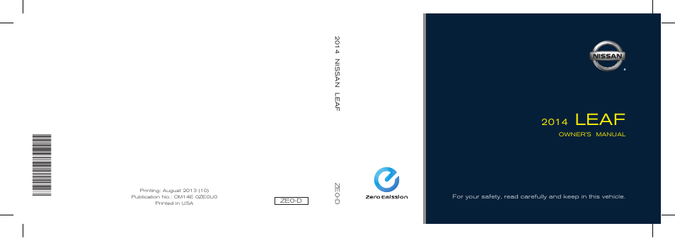 NISSAN 2014 LEAF - Owner's Manual User Manual | 396 pages