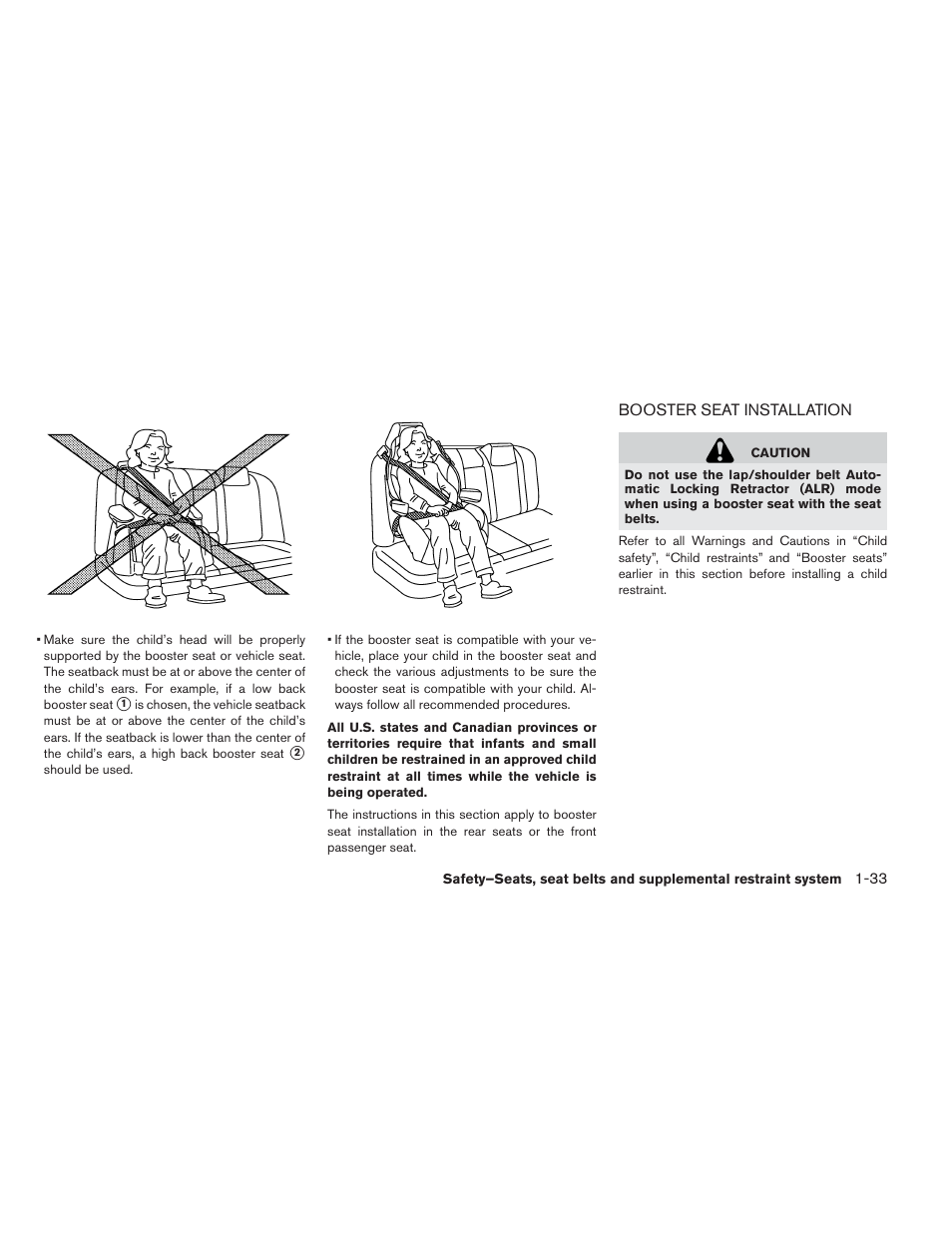Booster seat installation -33 | NISSAN 2014 LEAF - Owner's Manual User Manual | Page 118 / 396