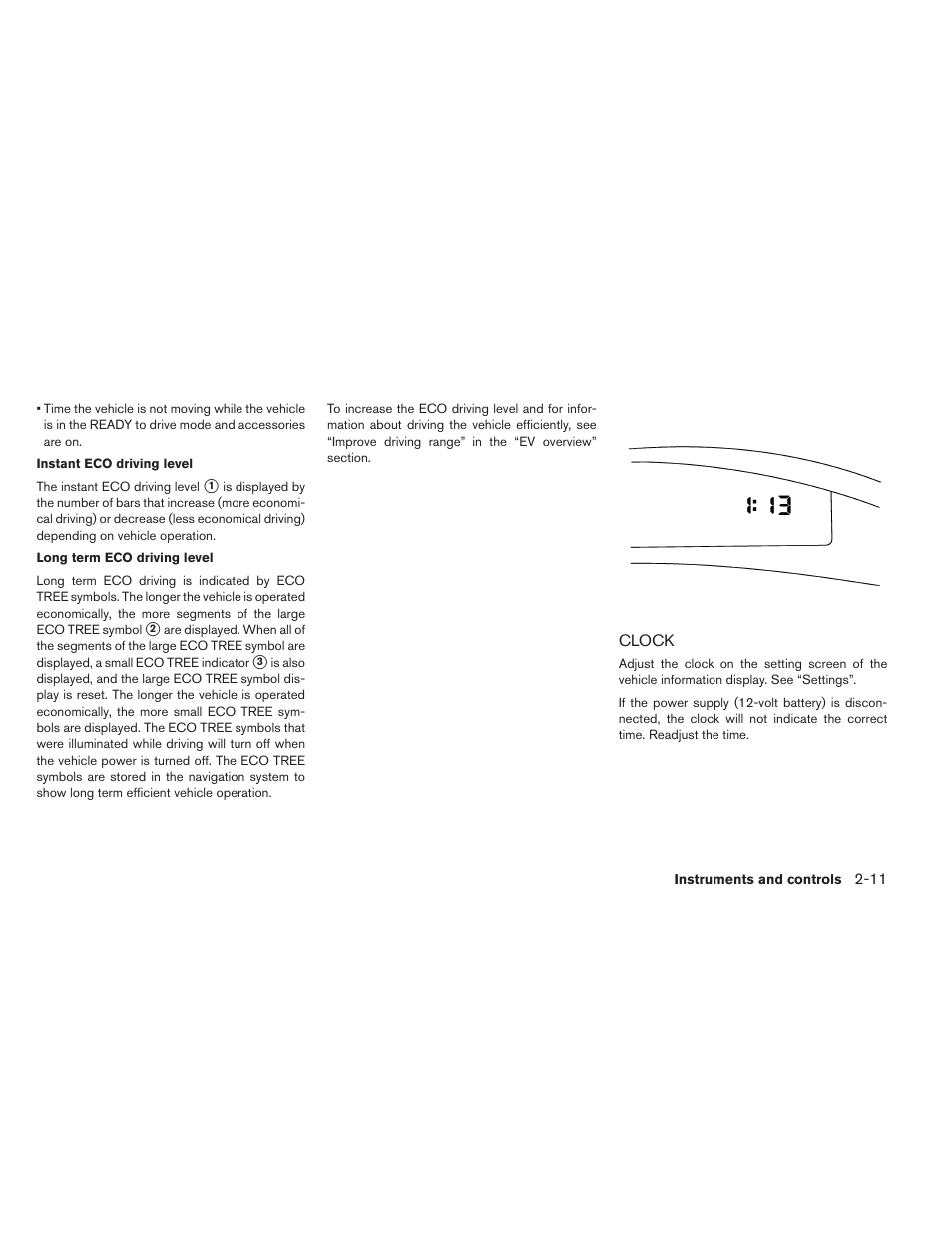 Clock -11 | NISSAN 2014 LEAF - Owner's Manual User Manual | Page 146 / 396