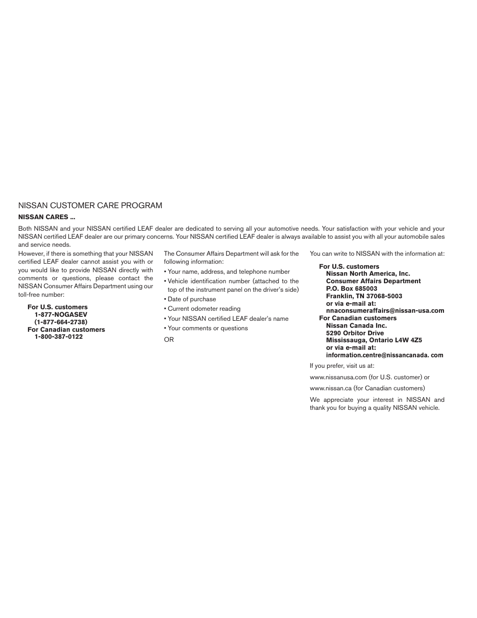 NISSAN 2014 LEAF - Owner's Manual User Manual | Page 5 / 396