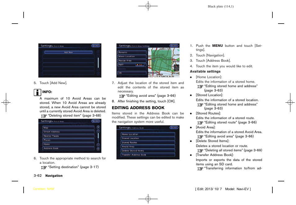 Editing address book -62 | NISSAN 2014 LEAF - Navigation System Owner's Manual User Manual | Page 118 / 286