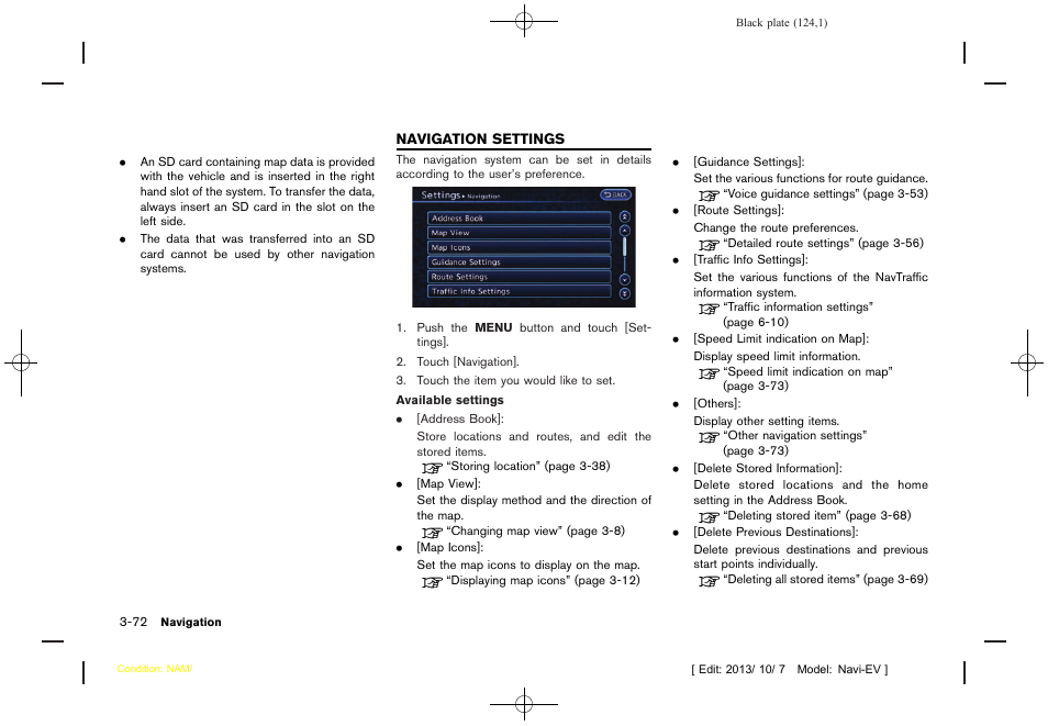 Navigation settings -72 | NISSAN 2014 LEAF - Navigation System Owner's Manual User Manual | Page 128 / 286