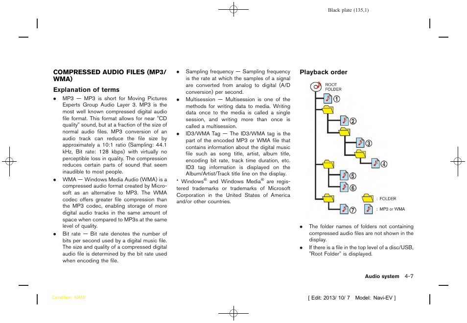 Compressed audio files (mp3/wma) -7 | NISSAN 2014 LEAF - Navigation System Owner's Manual User Manual | Page 139 / 286