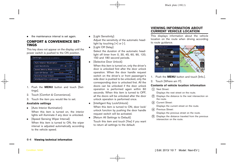 Comfort & convenience settings -4 | NISSAN 2014 LEAF - Navigation System Owner's Manual User Manual | Page 184 / 286