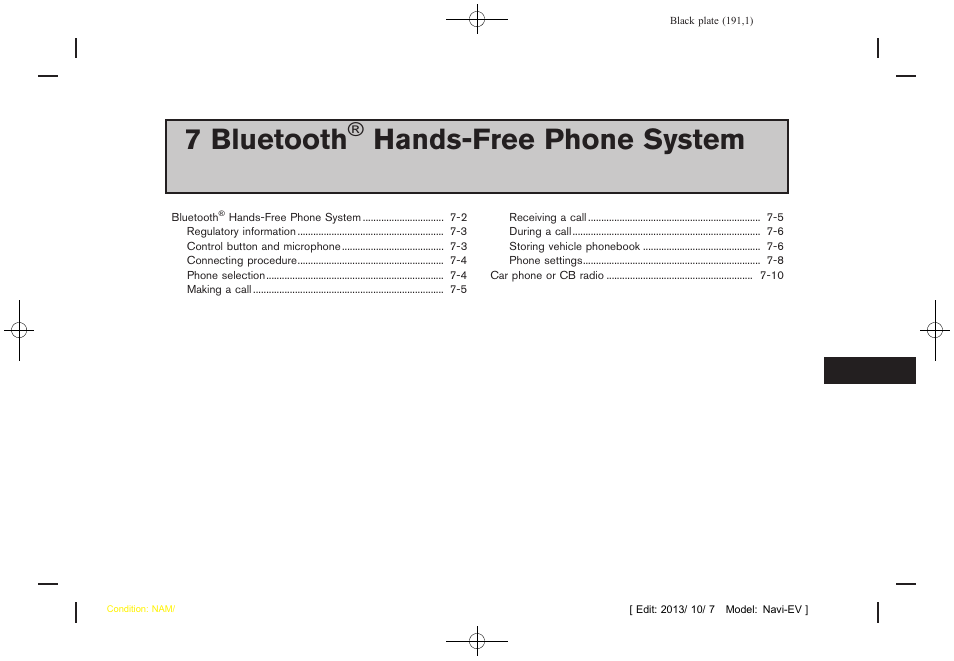 Bluetooth, Hands-free phone system, 7 bluetooth | NISSAN 2014 LEAF - Navigation System Owner's Manual User Manual | Page 195 / 286