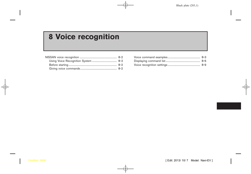 Voice recognition, 8 voice recognition | NISSAN 2014 LEAF - Navigation System Owner's Manual User Manual | Page 207 / 286