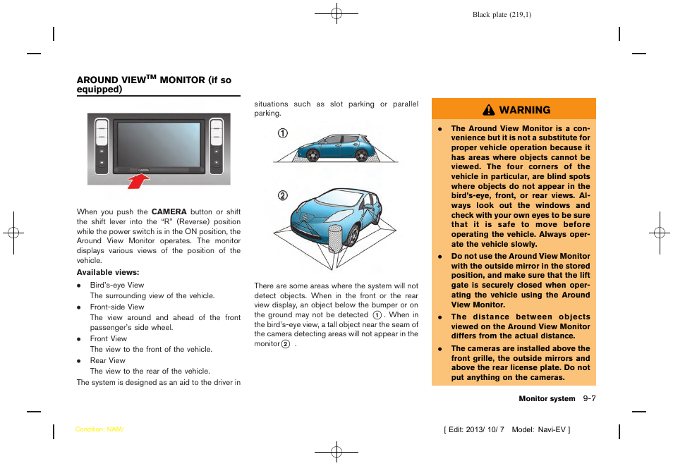 Around view, Monitor (if so equipped) -7 | NISSAN 2014 LEAF - Navigation System Owner's Manual User Manual | Page 223 / 286