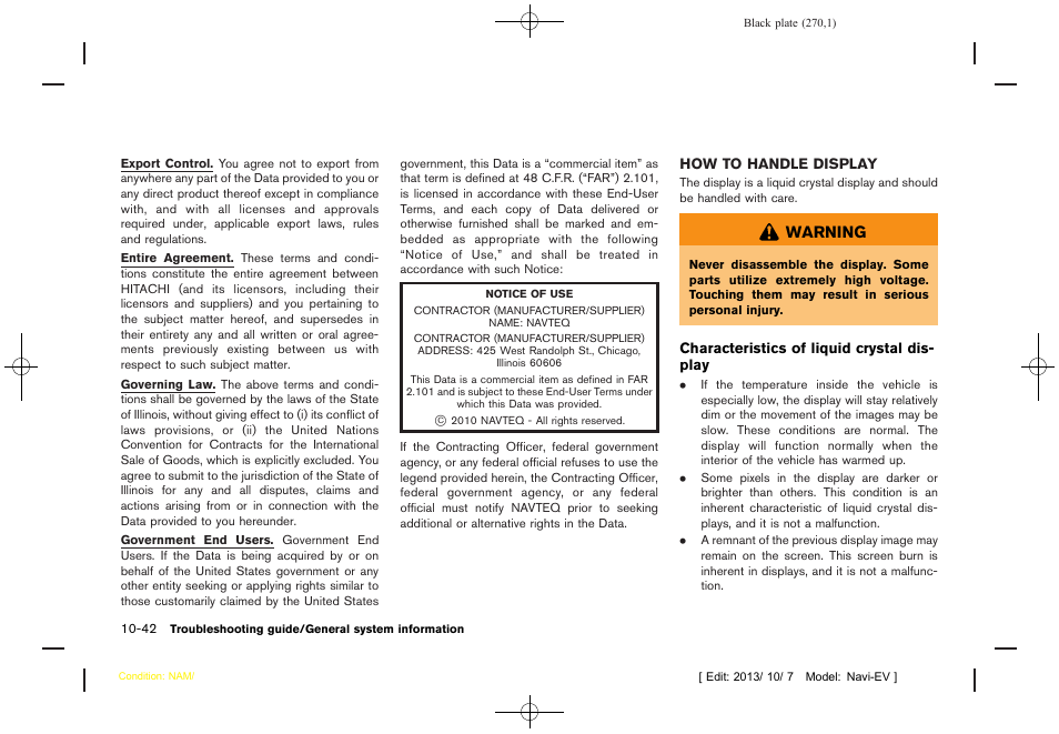 How to handle display -42 | NISSAN 2014 LEAF - Navigation System Owner's Manual User Manual | Page 274 / 286