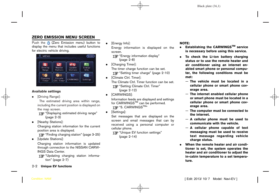 Zero emission menu screen -2 | NISSAN 2014 LEAF - Navigation System Owner's Manual User Manual | Page 40 / 286