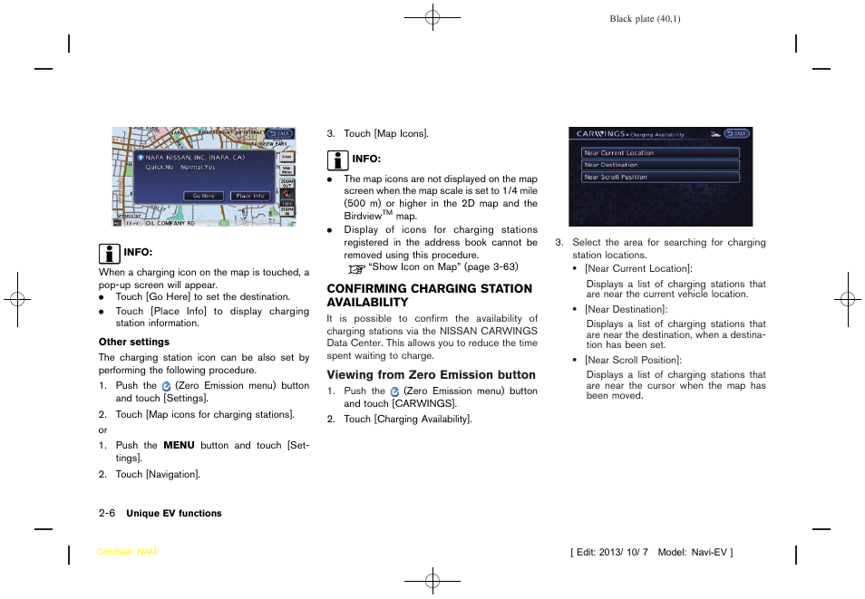 Confirming charging station availability -6 | NISSAN 2014 LEAF - Navigation System Owner's Manual User Manual | Page 44 / 286