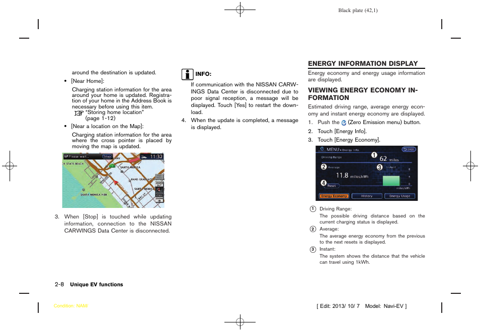 Energy information display -8, Viewing energy economy information -8 | NISSAN 2014 LEAF - Navigation System Owner's Manual User Manual | Page 46 / 286
