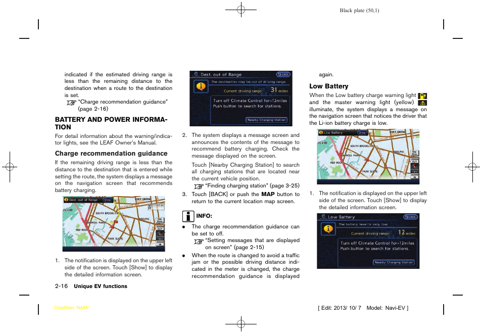 Battery and power information -16 | NISSAN 2014 LEAF - Navigation System Owner's Manual User Manual | Page 54 / 286