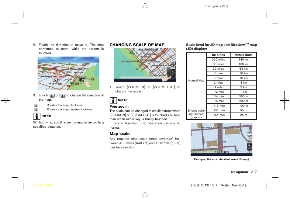 Changing scale of map -7 | NISSAN 2014 LEAF - Navigation System Owner's Manual User Manual | Page 63 / 286