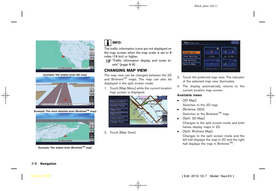Changing map view -8 | NISSAN 2014 LEAF - Navigation System Owner's Manual User Manual | Page 64 / 286