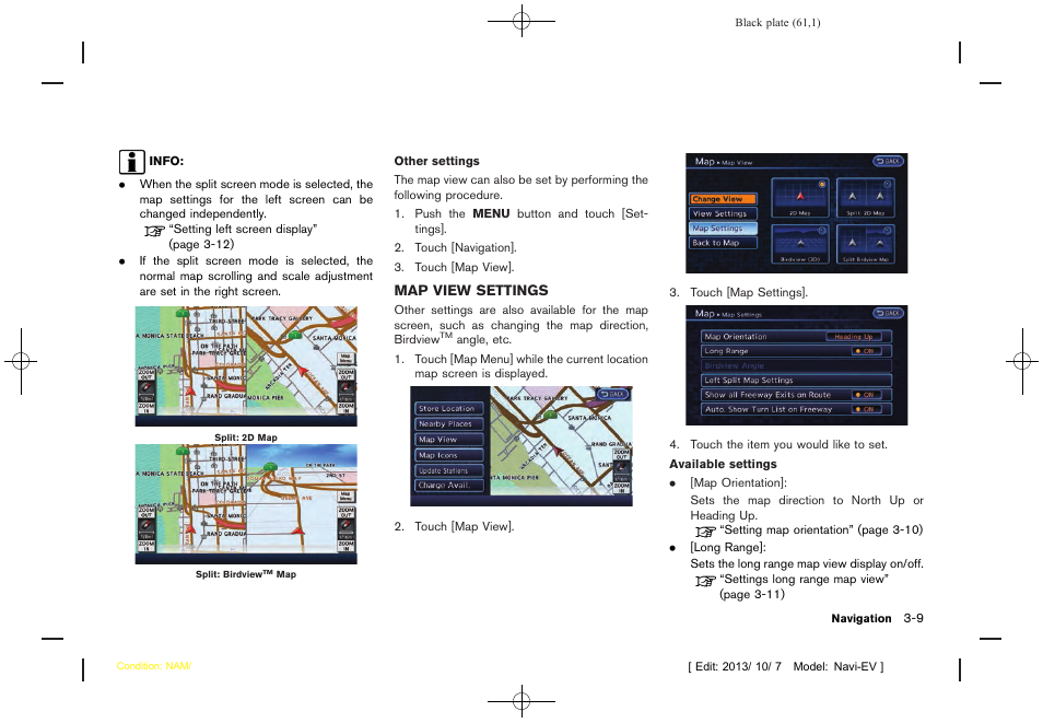 Map view settings -9 | NISSAN 2014 LEAF - Navigation System Owner's Manual User Manual | Page 65 / 286