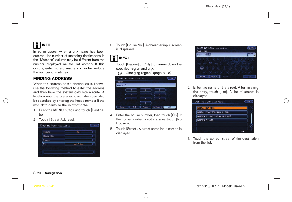 Finding address -20 | NISSAN 2014 LEAF - Navigation System Owner's Manual User Manual | Page 76 / 286