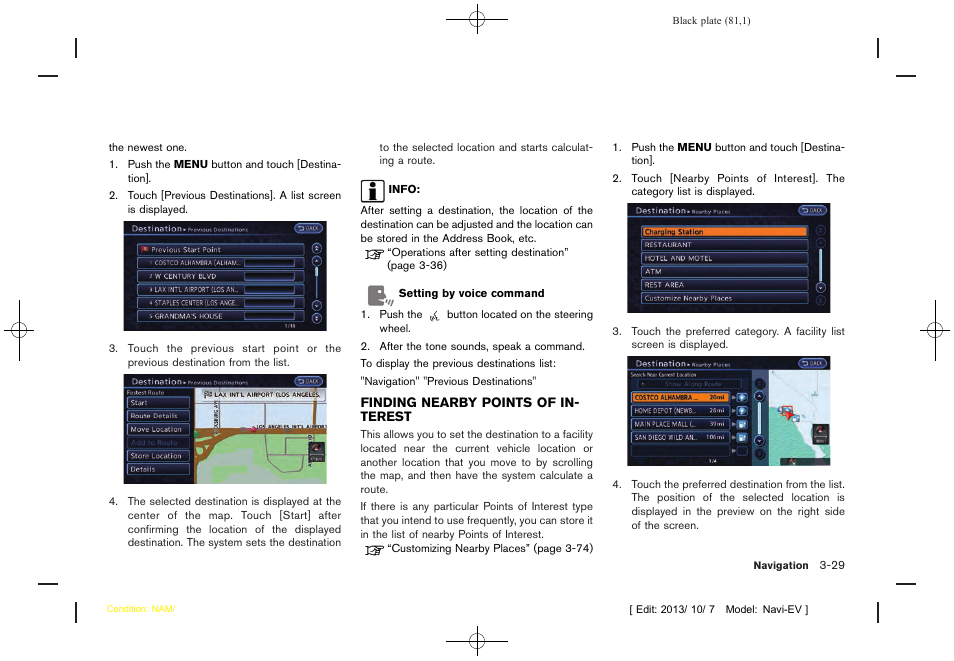 Finding nearby points of interest -29 | NISSAN 2014 LEAF - Navigation System Owner's Manual User Manual | Page 85 / 286